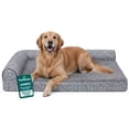 thumbnail image 1 of FurHaven Pet Products Plush Faux Fur & Almond Print Orthopedic Deluxe L-Chaise Sofa Pet Bed for Dogs & Cats - Gray Almonds, Jumbo, 1 of 9