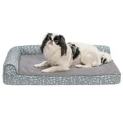 FurHaven Pet Products Plush Faux Fur & Almond Print Orthopedic Deluxe L-Chaise Sofa Pet Bed for Dogs & Cats - Gray Almonds, Medium