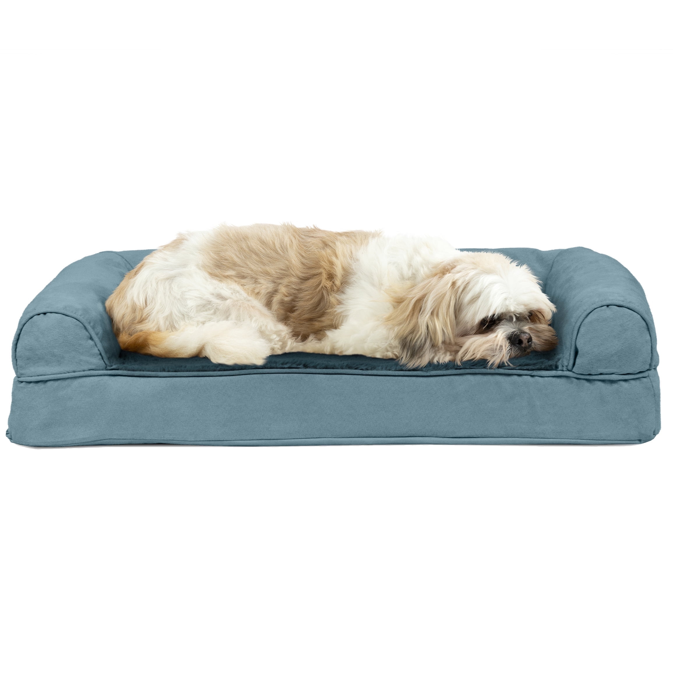 FurHaven Plush & Suede Cooling Gel Foam Top Sofa Pet Bed for Dogs & Cats - Deep Pool, Medium