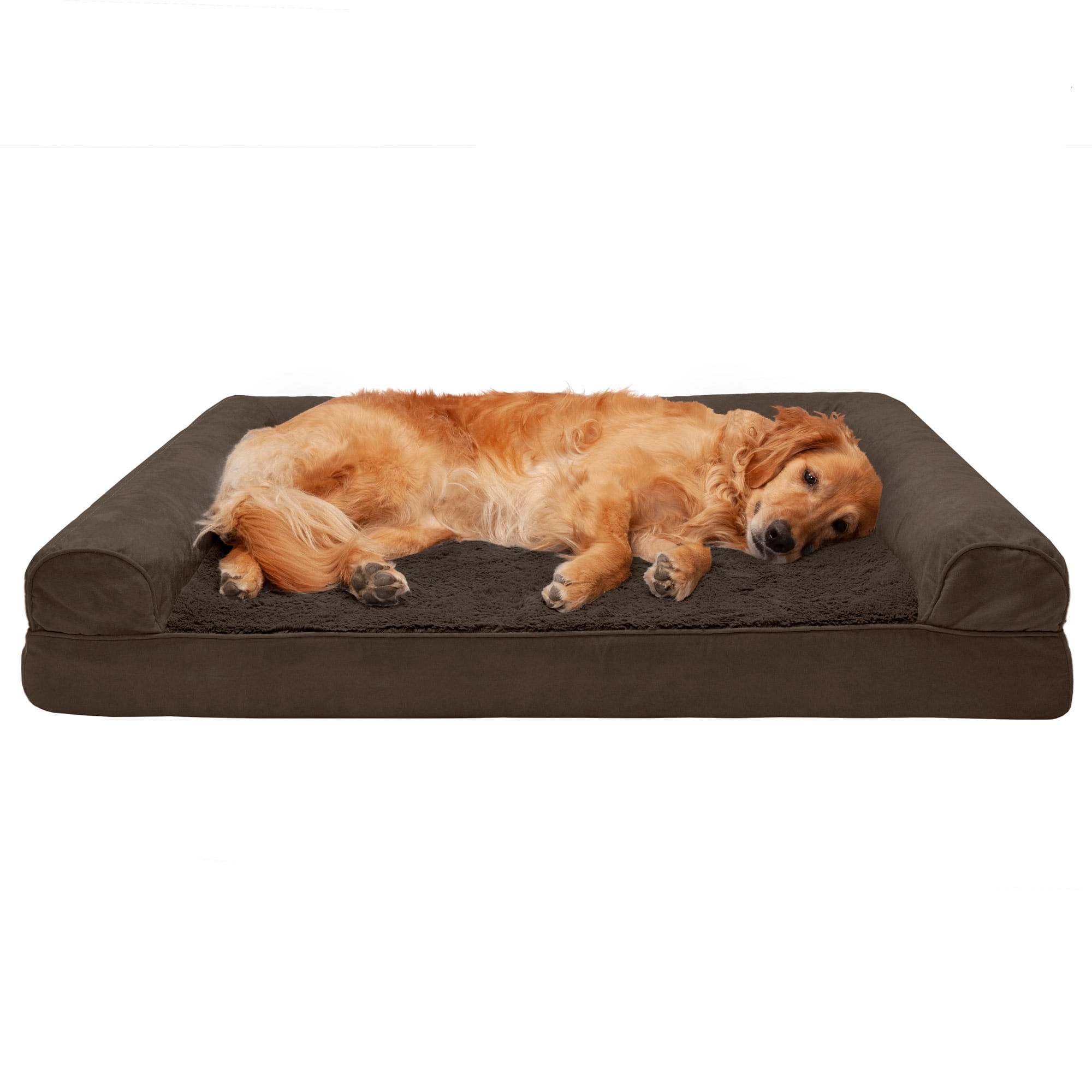 FurHaven Plush & Suede Cooling Gel-Top Sofa Pet Bed, Espresso, Jumbo, 1 Coun
