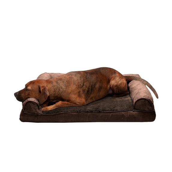 FurHaven Plush & Suede Full Support Orthopedic Sofa Pet Bed for Dogs & Cats - Espresso, Large