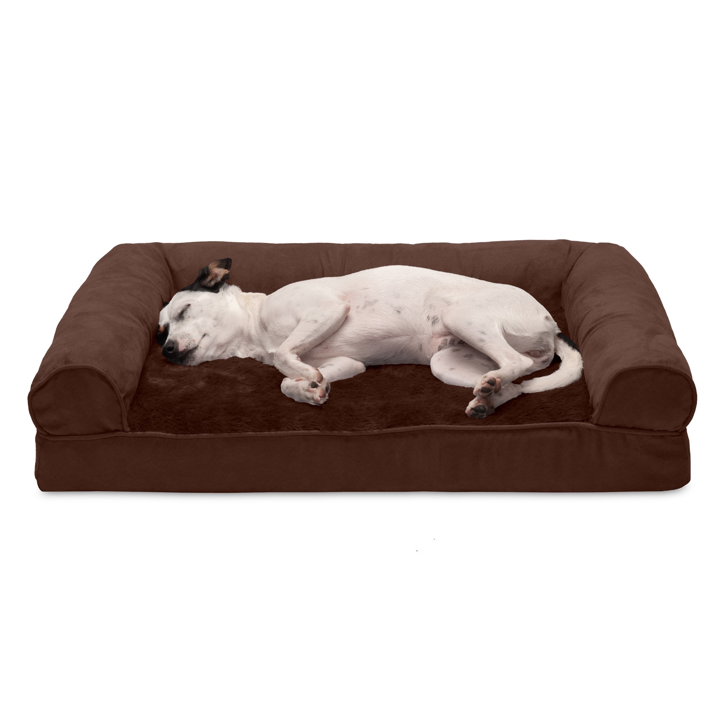 Medium Espresso Orthopedic Suede Sofa Dog Bed