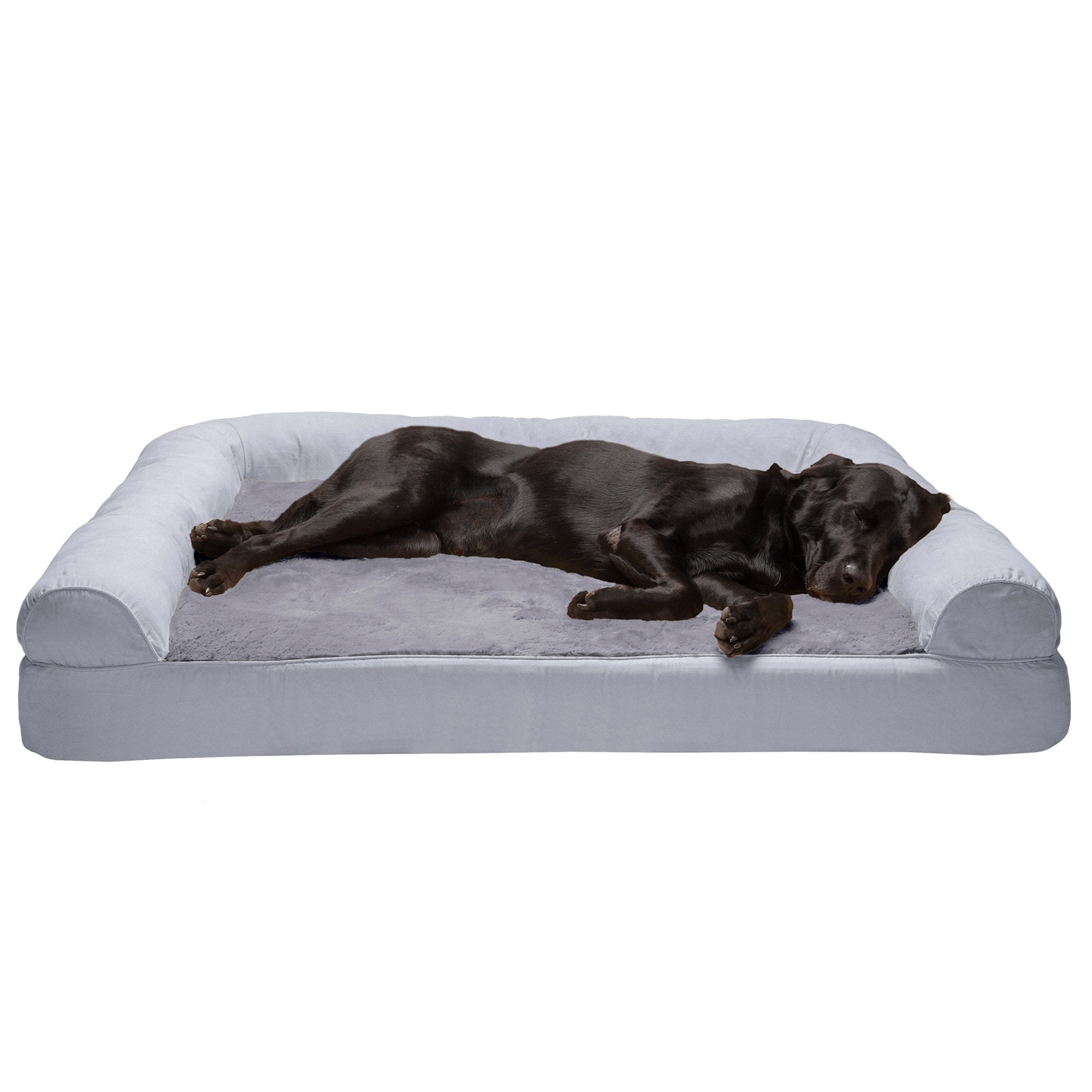 FurHaven Plush & Suede Full Support Mattress Sofa Pet Bed, Gray, JumboPlus, 1 Count