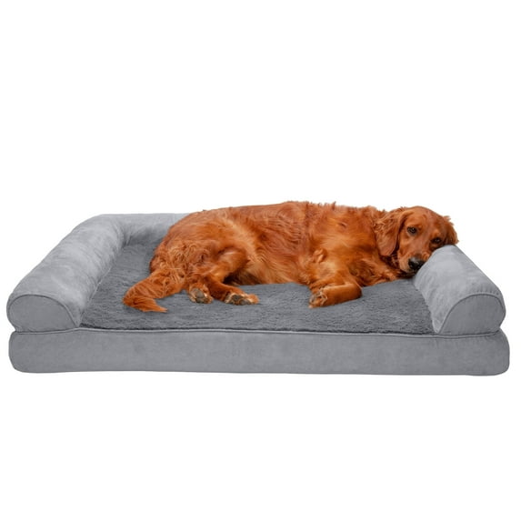 FurHaven Plush & Suede Full Support Orthopedic Sofa Pet Bed for Dogs & Cats - Gray, Jumbo