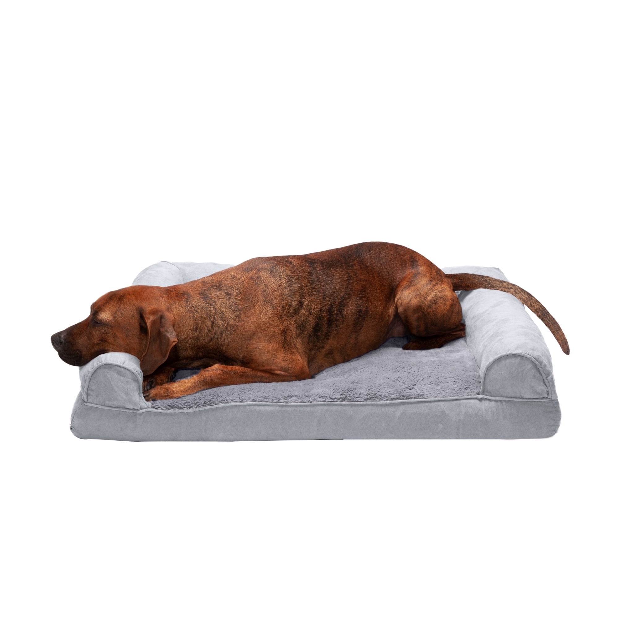 FurHaven Plush & Suede Full Support Mattress Sofa Pet Bed, Gray, Large, 1 Count