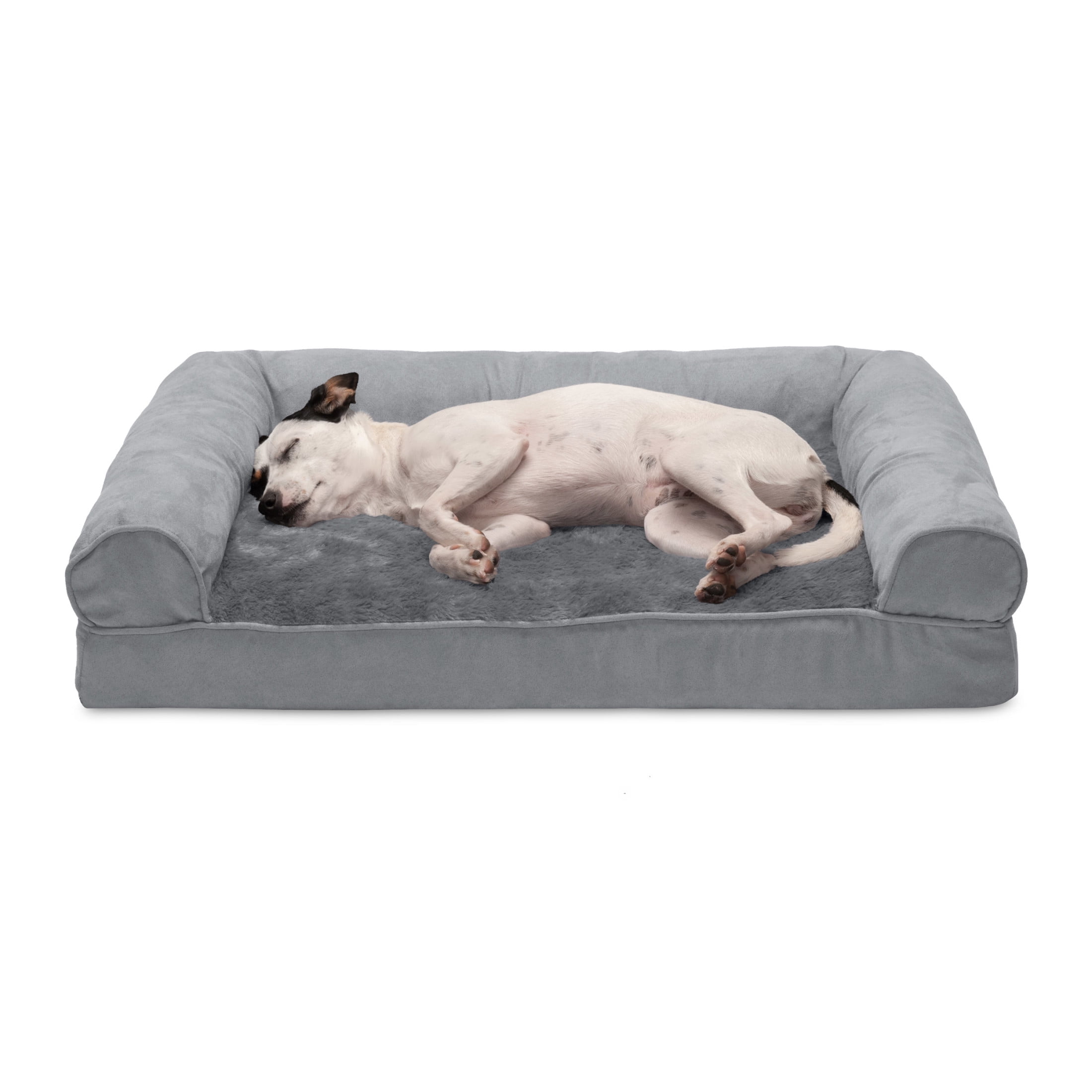 FurHaven Plush & Suede Full Support Mattress Sofa Pet Bed, Gray, Medium, 1 Count