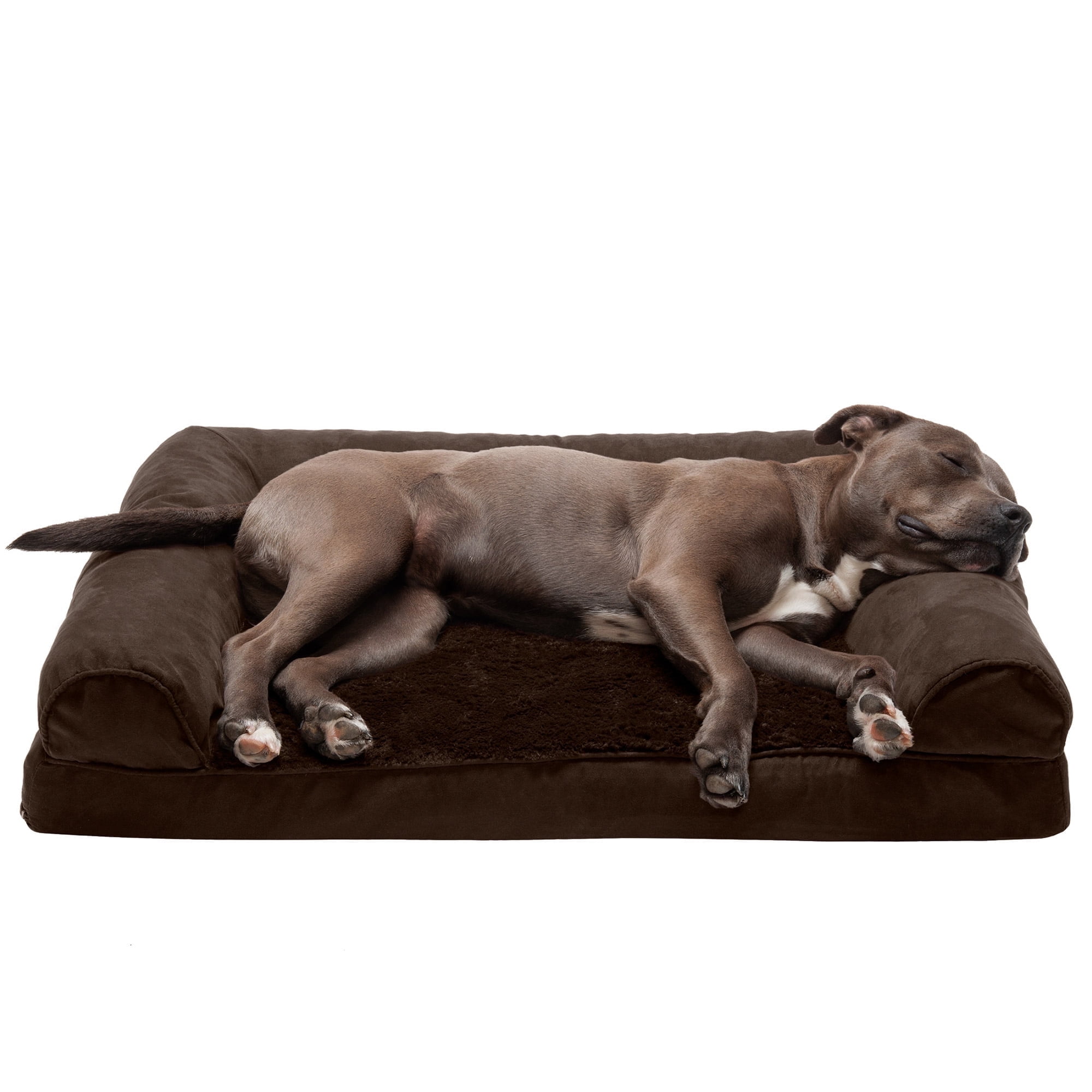 Large Espresso Orthopedic Foam Sofa Pet Bed