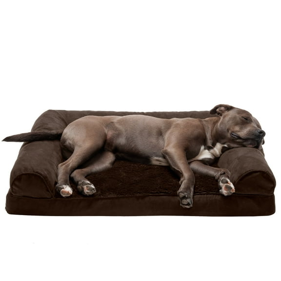 FurHaven Plush & Suede Orthopedic Sofa Pet Bed for Dogs & Cats - Espresso, Large