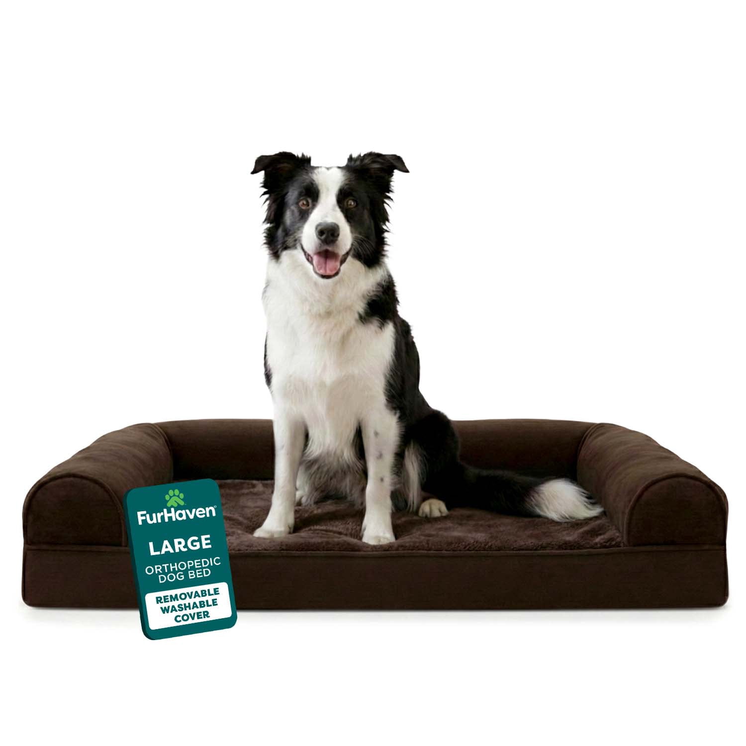 FurHaven Plush & Suede Orthopedic Sofa Bed, Espresso, Large, 1 Count