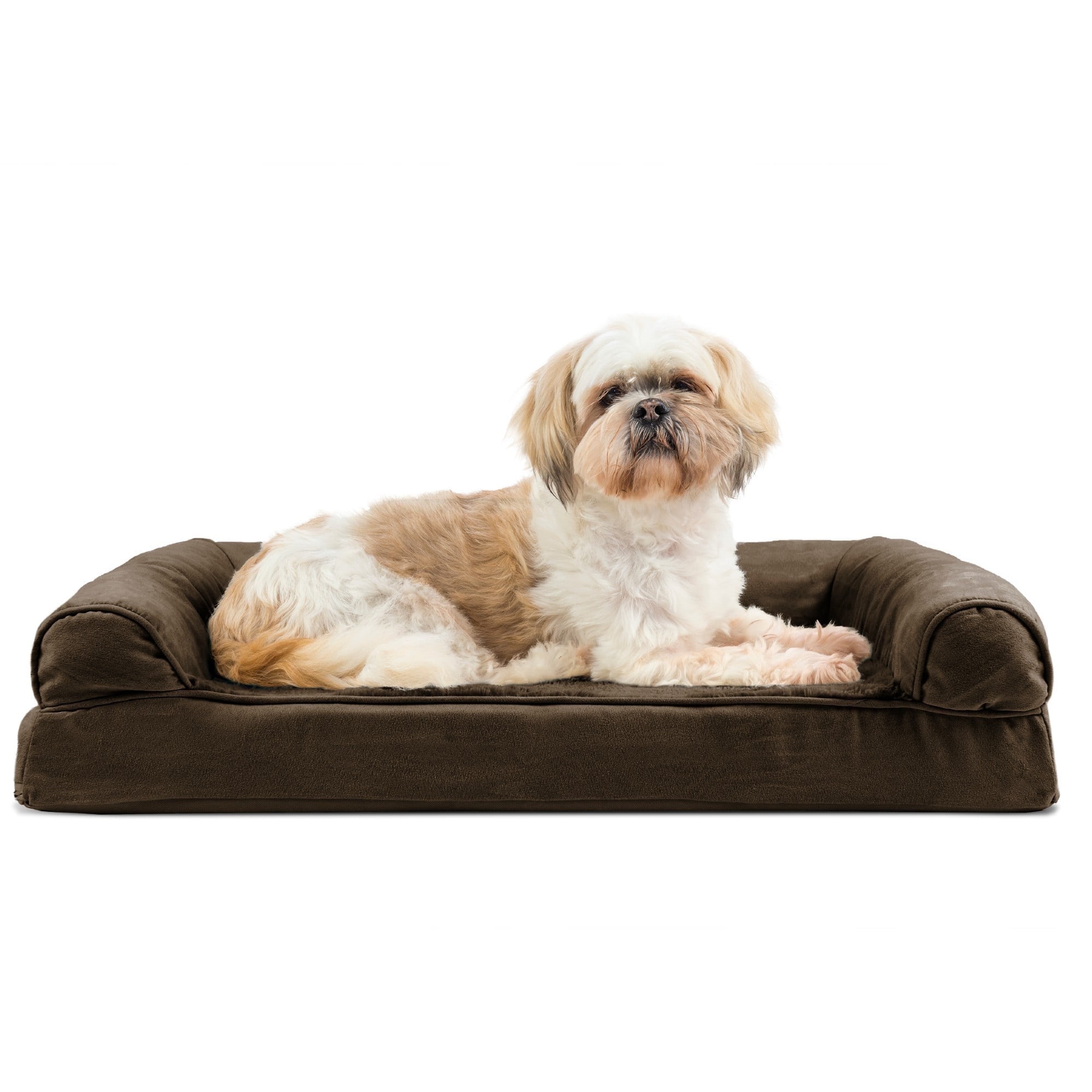 Medium Espresso Orthopedic Foam Suede Pet Sofa Bed