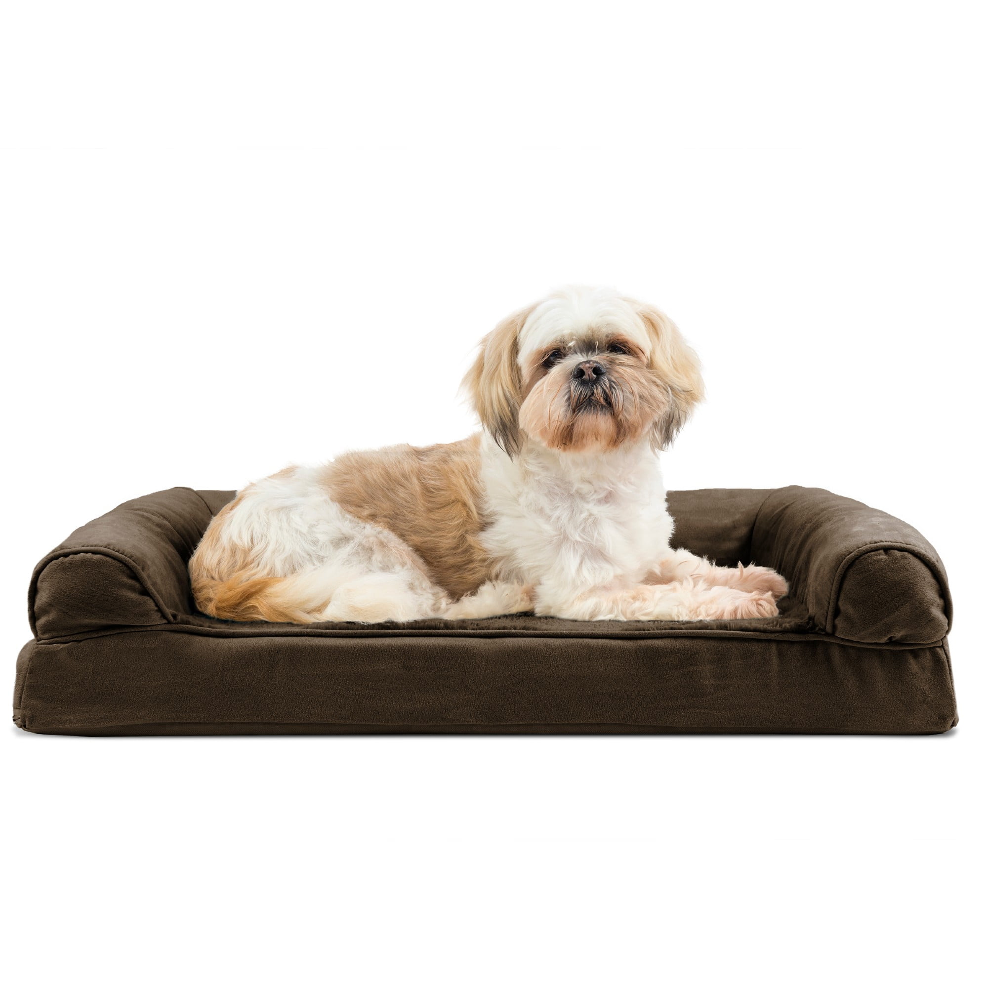 Medium Espresso Orthopedic Foam Suede Pet Sofa Bed