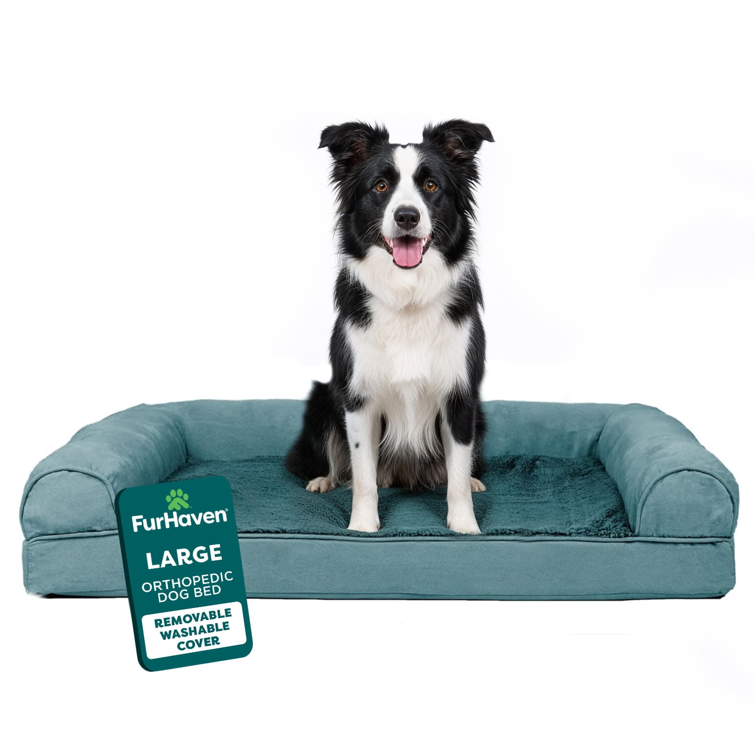 FurHaven Plush & Suede Orthopedic Sofa Pet Bed for Dogs & Cats - Deep Pool, Large
