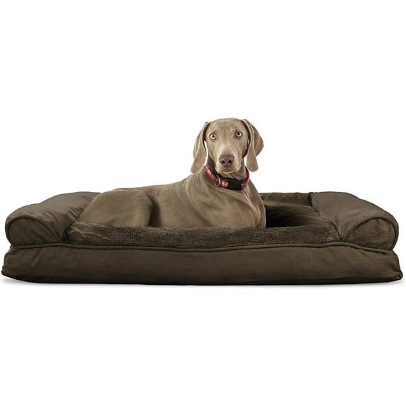FurHaven Pet Products Plush & Suede Pillow Sofa Pet Bed for Dogs & Cats - Espresso, Jumbo