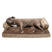 FurHaven Pet Products Plush & Velvet Comfy Couch Orthopedic Sofa-Style Pet Bed for Dogs & Cats - Almondine, Large