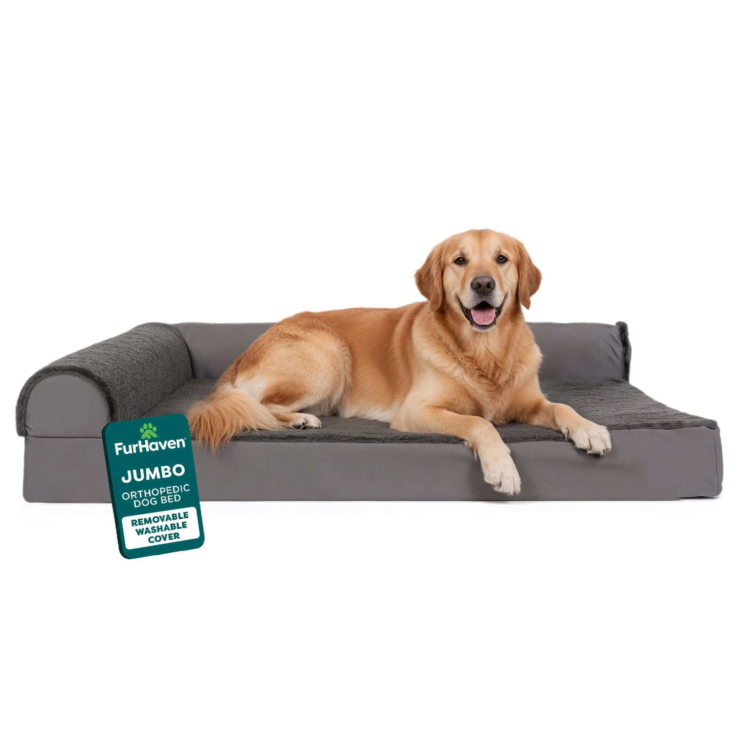 FH Plush & Velvet L Shaped Chaise - XL-Platinum Gray