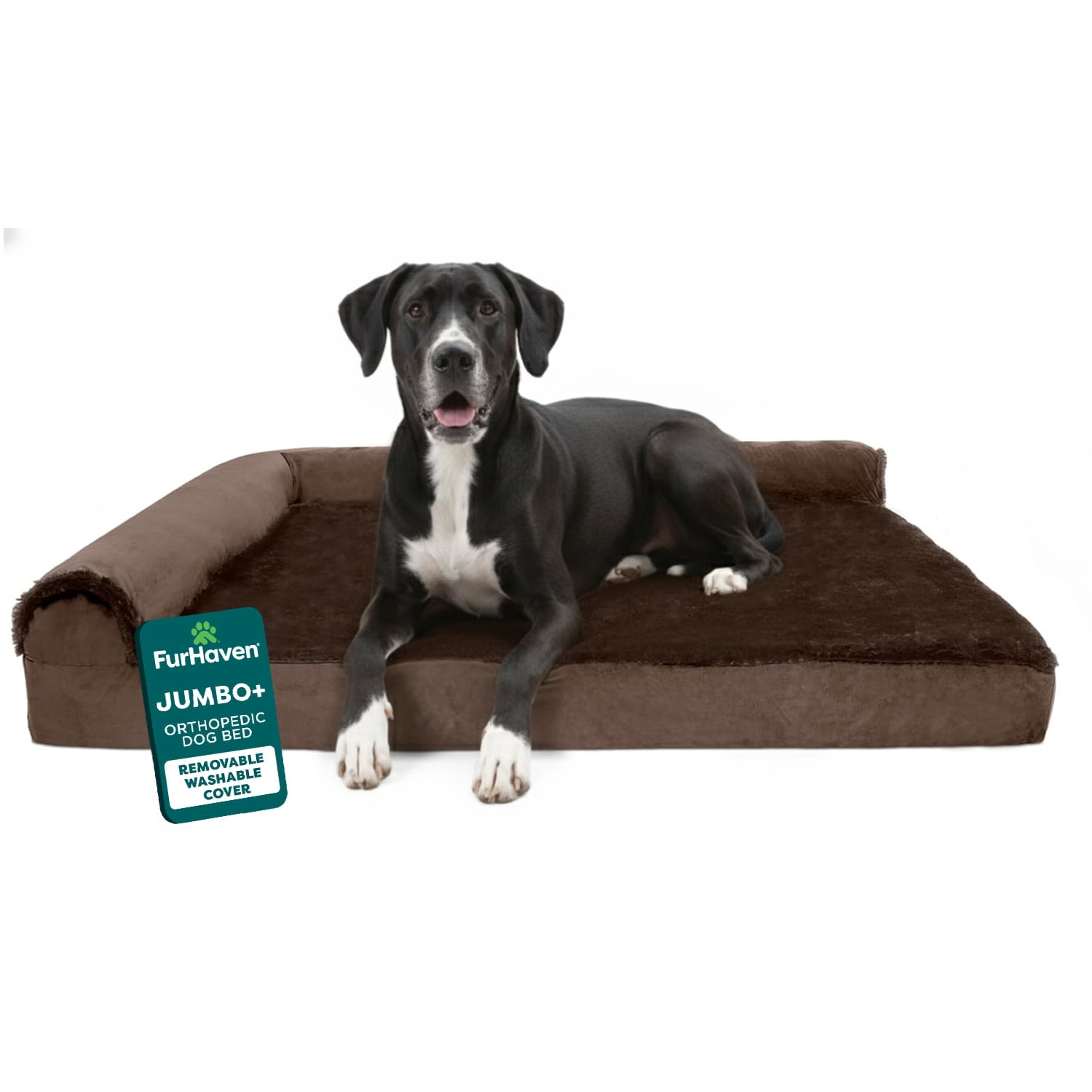 FurHaven Pet Products Plush & Velvet Deluxe Chaise Lounge Orthopedic Sofa-Style Pet Bed for Dogs & Cats - Sable Brown, Jumbo Plus