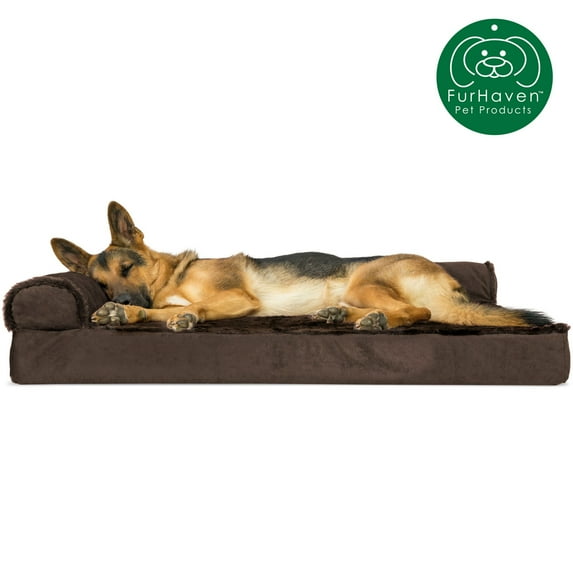 FurHaven Pet Products Plush & Velvet Deluxe Chaise Lounge Orthopedic Sofa-Style Pet Bed for Dogs & Cats - Sable Brown, Jumbo