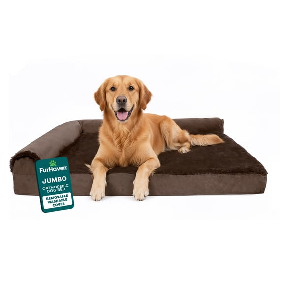 FurHaven Pet Products Plush & Velvet Deluxe Chaise Lounge Orthopedic Sofa-Style Pet Bed for Dogs & Cats - Sable Brown, Jumbo
