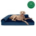 thumbnail image 1 of FurHaven Pet Products Plush & Velvet Memory Foam Deluxe L-Chaise Pet Bed for Dogs & Cats - Deep Sapphire, Jumbo Plus, 1 of 12