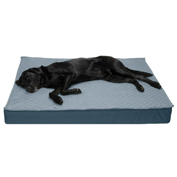 FurHaven Pet Products Quilt-Top Convertible Indoor-Outdoor Deluxe Orthopedic Pet Bed for Dogs & Cats - Calm Blue, Jumbo Plus