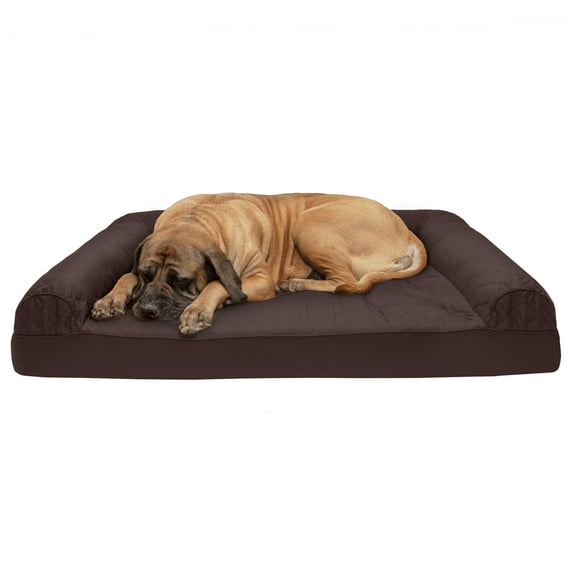 FurHaven Pet Products Quilted Cooling Gel Top Sofa Pet Bed for Dogs & Cats - Coffee, Jumbo Plus