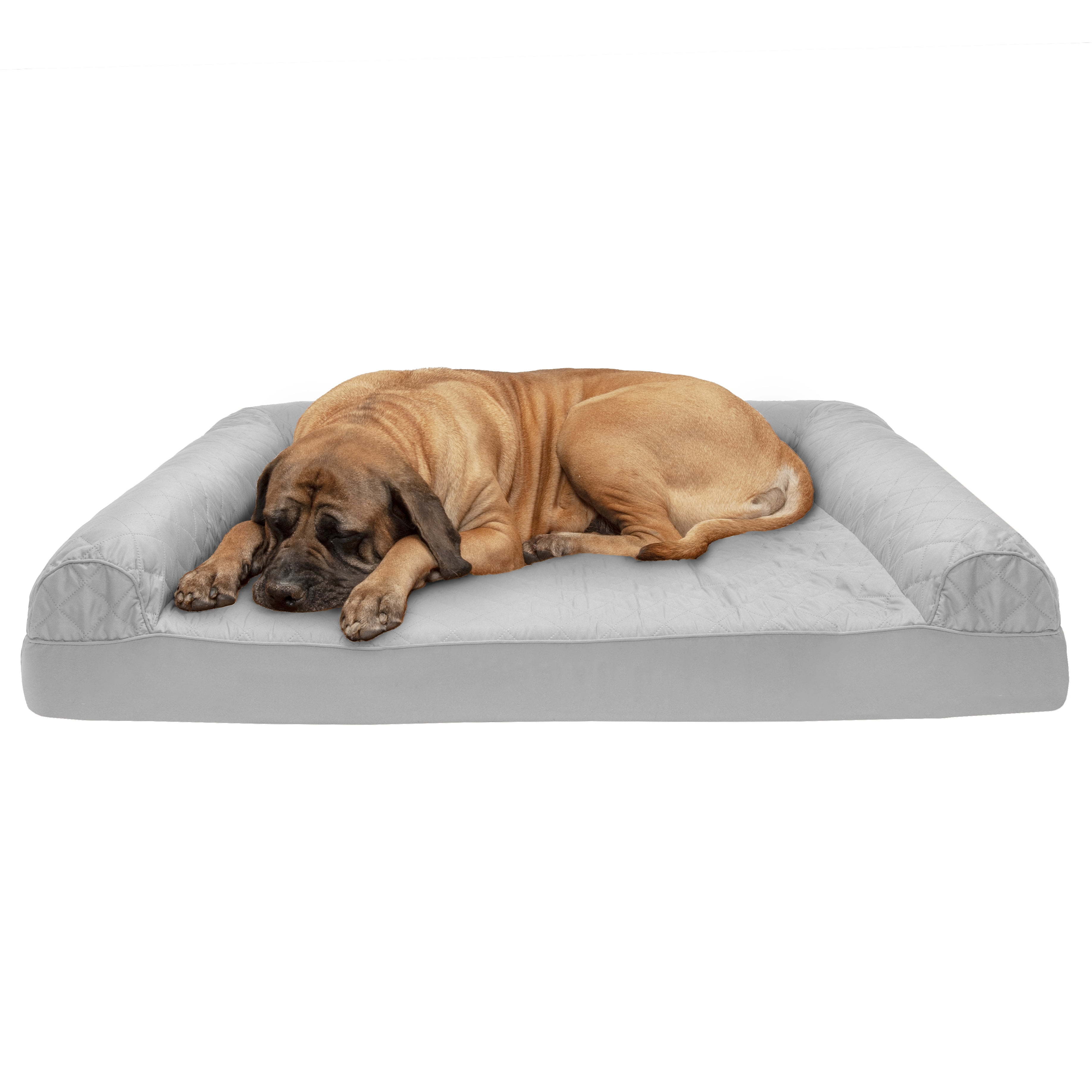 FurHaven Pet Products Quilted Cooling Gel Top Sofa Pet Bed for Dogs & Cats - Silver Gray, Jumbo Plus