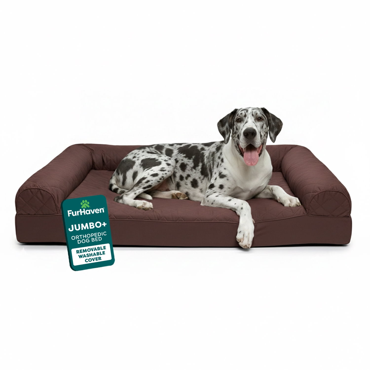 FurHaven Pet Products Quilted Full Support Orthopedic Sofa Pet Bed for Dogs & Cats - Coffee, Jumbo Plus