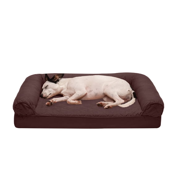 FurHaven Pet Products Quilted Full Support Orthopedic Sofa Pet Bed for Dogs & Cats - Coffee, Medium