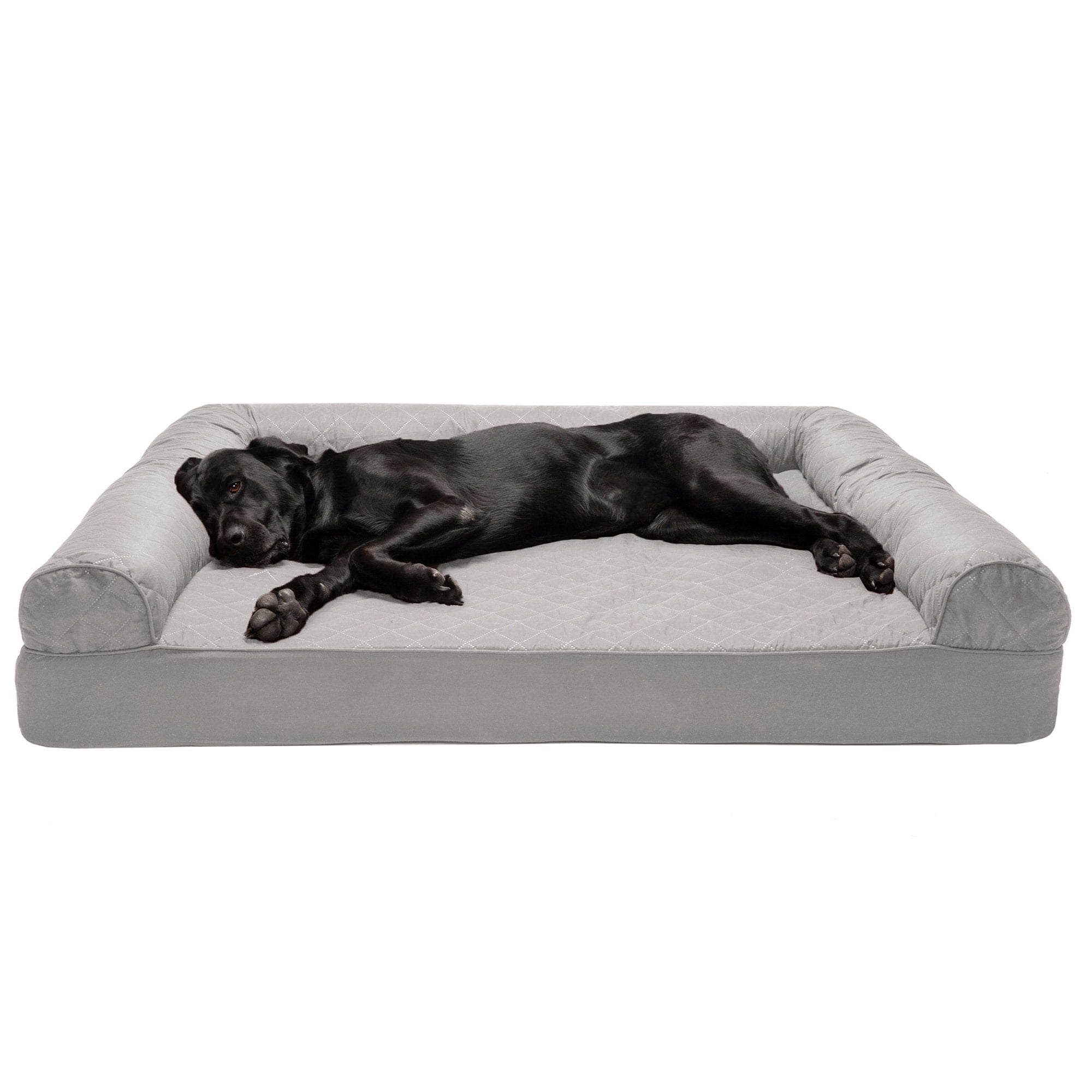 FurHaven Quilted Full Support Mattress Sofa Pet Bed, Silver Gray, JumboPlus, 1 coun