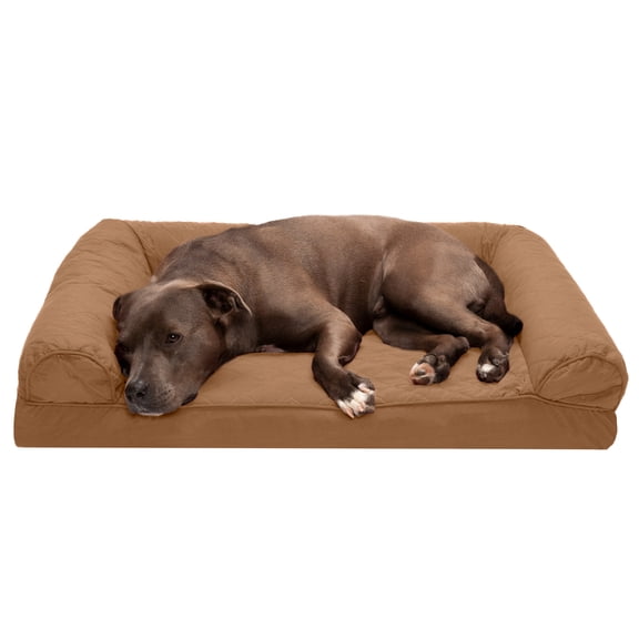FurHaven Pet Products Quilted Full Support Orthopedic Sofa Pet Bed for Dogs & Cats - Toasted Brown, Large