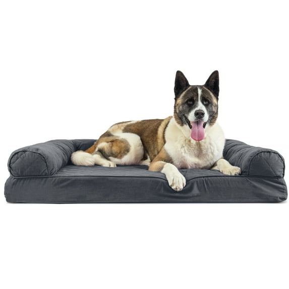 FurHaven Pet Products Quilted Memory Top Sofa Pet Bed for Dogs & Cats - Iron Gray, Jumbo