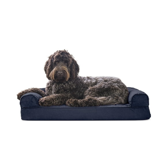 FurHaven Pet Products Quilted Memory Top Sofa Pet Bed for Dogs & Cats - Navy, Medium