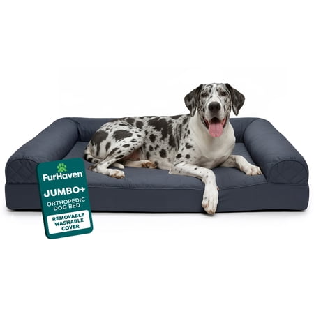 FurHaven Quilted Sofa Orthopedic Dog Bed Machine Washable Cover, XXL, Iron Gray
