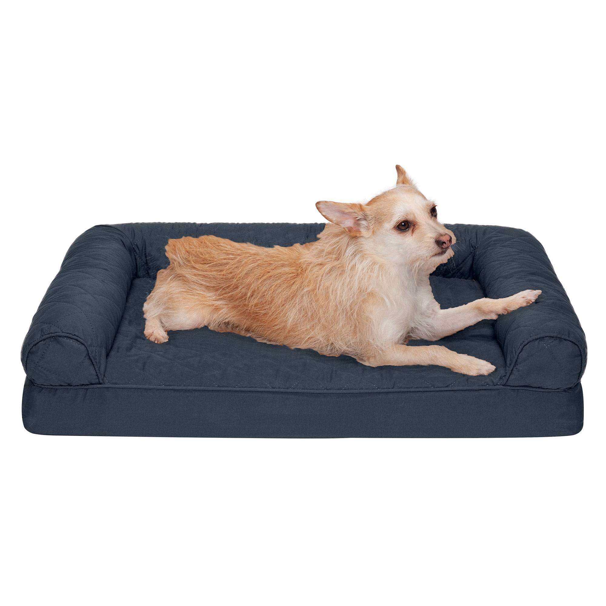Medium Iron Gray Orthopedic Foam Bolster Pet Sofa Bed