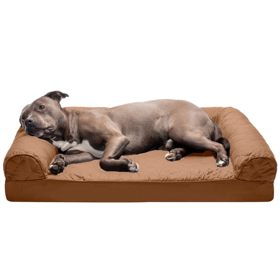 FurHaven Pet Products Quilted Orthopedic Sofa Pet Bed for Dogs & Cats - Toasted Brown, Large