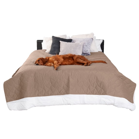 FurHaven Pet Products Quilted Twill Waterproof Bed/Furniture Protector - Brownstone, Small/Twin