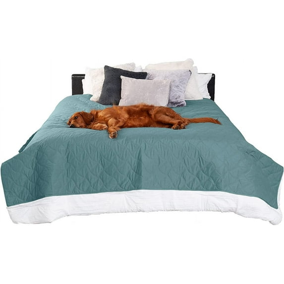 FurHaven Pet Products Quilted Twill Waterproof Bed/Furniture Protector - Nile Blue, Large/Queen