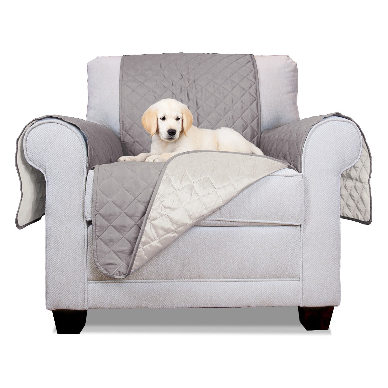 Gray Reversible Water-Resistant Quilted Chair Protector