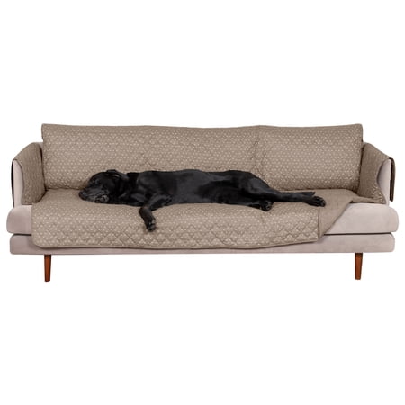 FurHaven Pet Products Reversible Extra Large Sofa Furniture Protector - Polka Paw Print, Biscuit