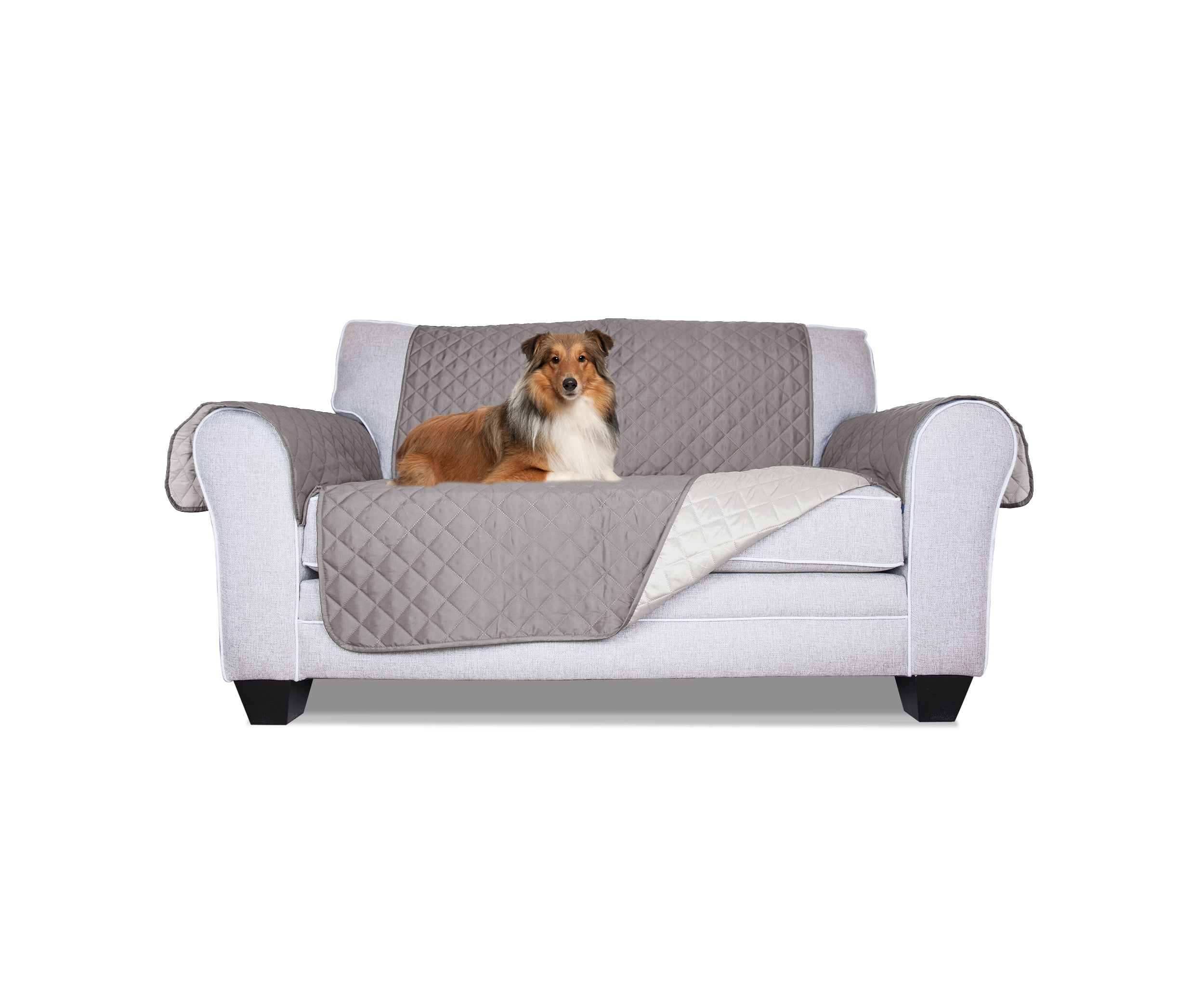 Gray/Mist Reversible Pinsonic Quilted Pet Loveseat Protector