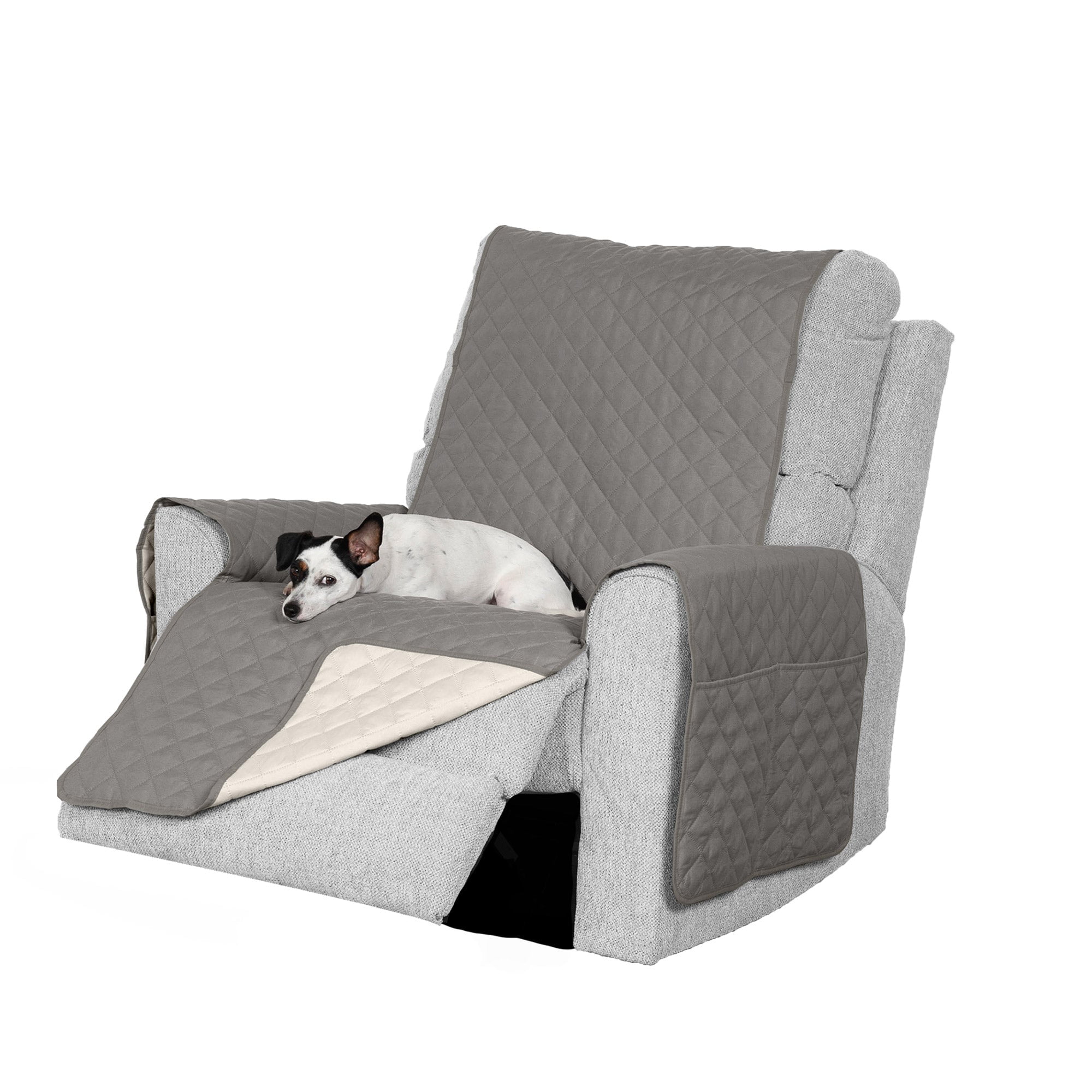 Gray and Mist Quilted Reversible Recliner Chair Cover