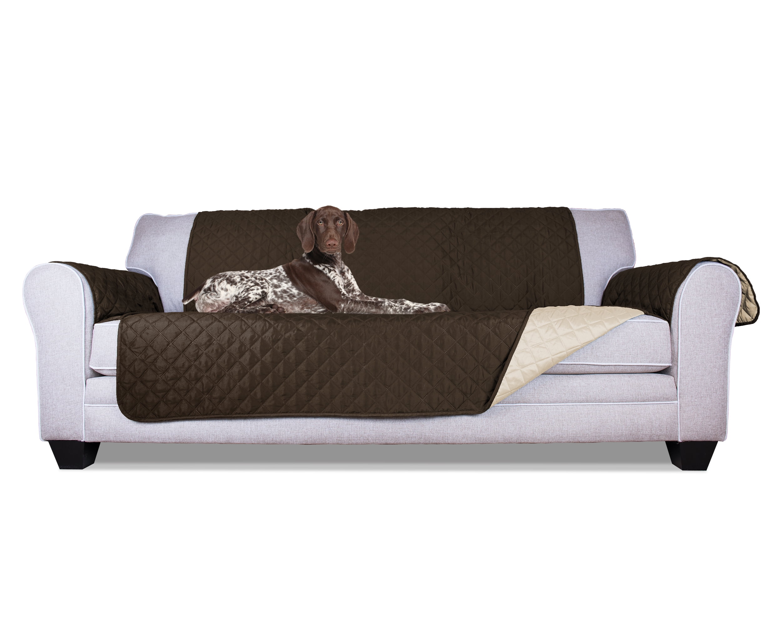 Espresso and Clay Reversible Quilted Sofa Protector