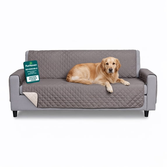 FurHaven Pet Furniture Cover | Reversible Furniture Cover Protector for Dogs & Cats, Gray/Mist, Sofa