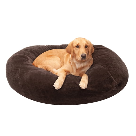 FurHaven Pet Products Round Plush Ball Dog Bed - Espresso, Extra Large - 45"