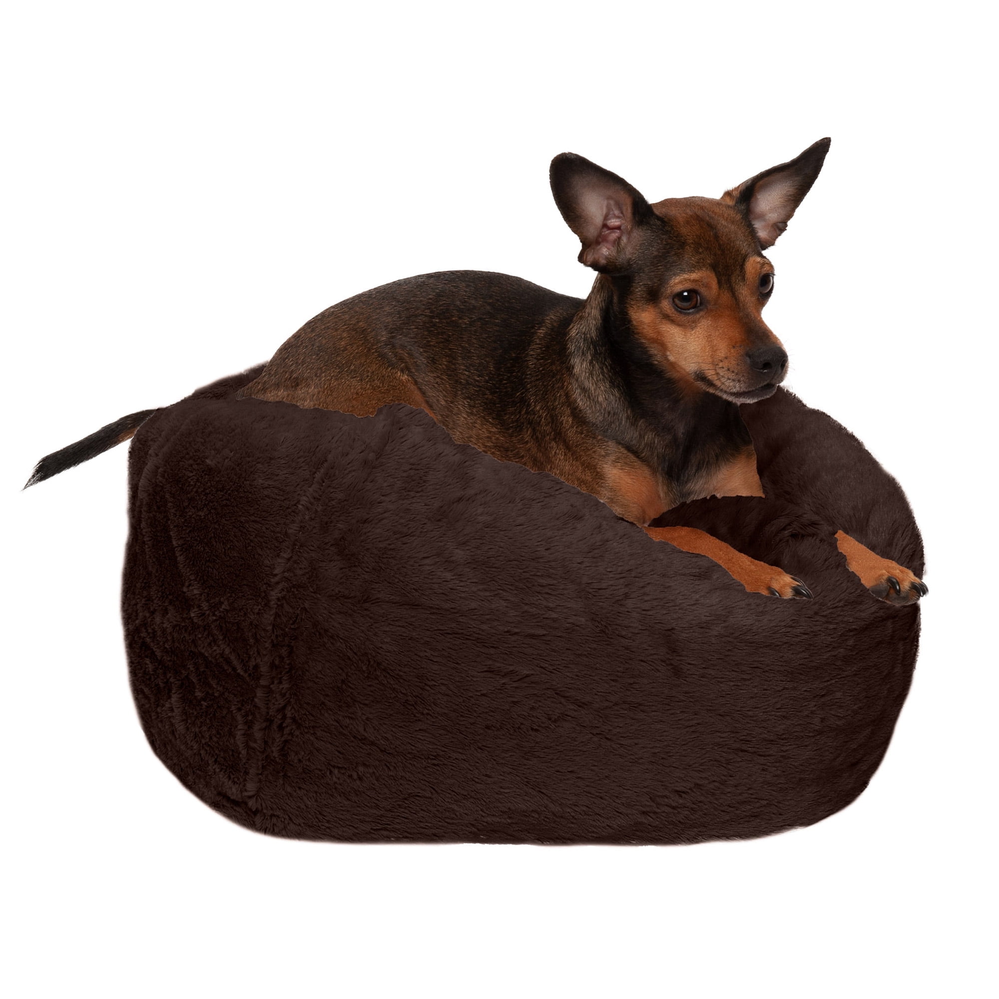 FurHaven Pet Products Round Plush Ball Dog Bed - Espresso, Small - 18"