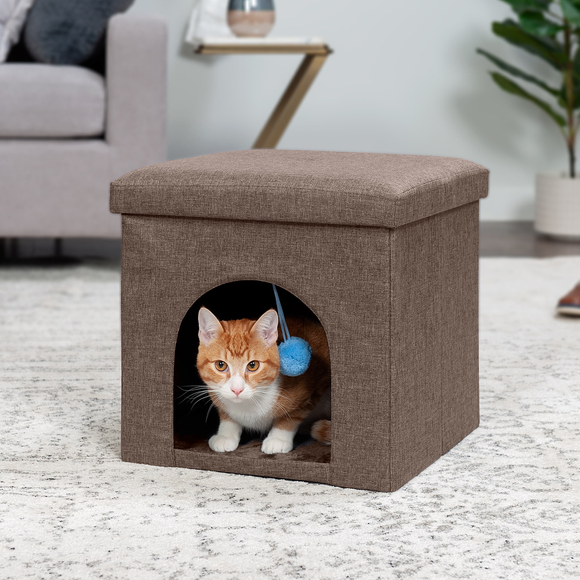 FurHaven Pet Products Small Pet House Footstool for Dogs & Cats - Coconut Brown