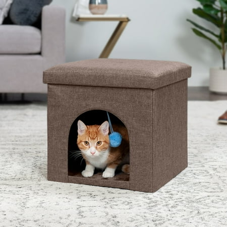 FurHaven Pet Products Small Pet House Footstool for Dogs & Cats - Coconut Brown