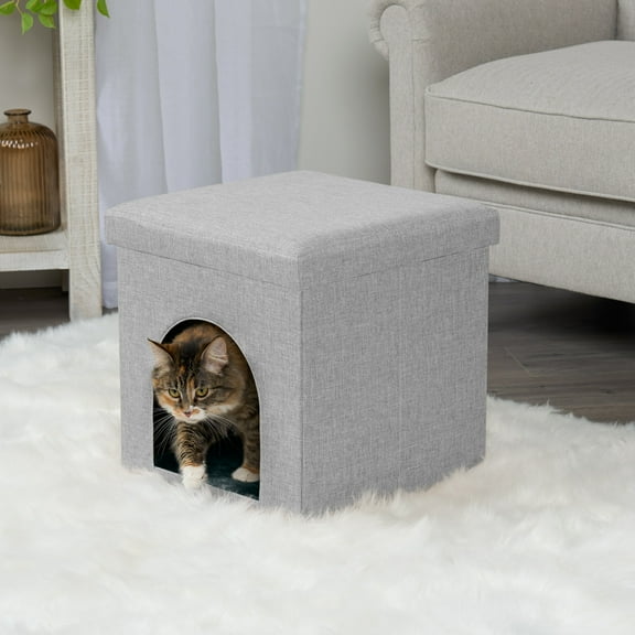 FurHaven Pet Products Small Pet House Footstool for Dogs & Cats - Mist Gray