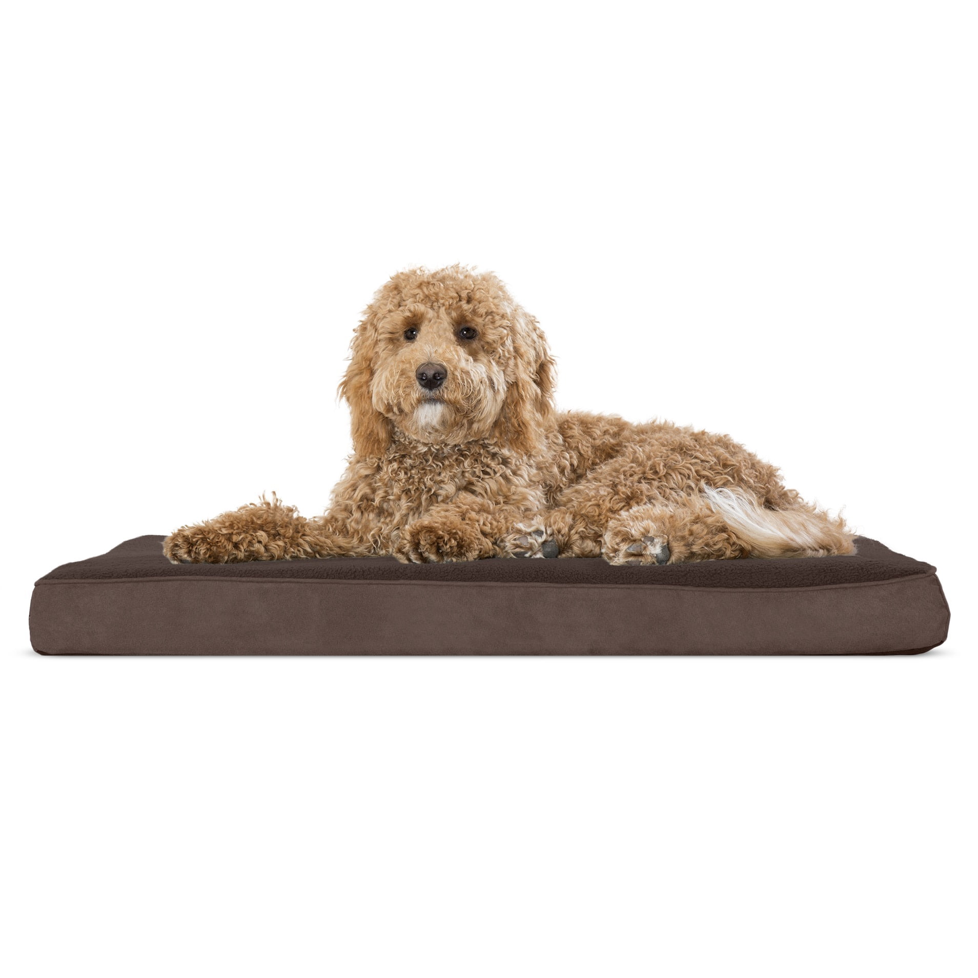 FurHaven Pet Products Terry & Suede Deluxe Memory Foam Pet Bed for Dogs & Cats, Espresso, Large, 1 Count