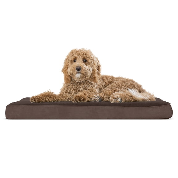 FurHaven Pet Products Terry & Suede Deluxe Memory Foam Pet Bed for Dogs & Cats, Espresso, Large, 1 Count